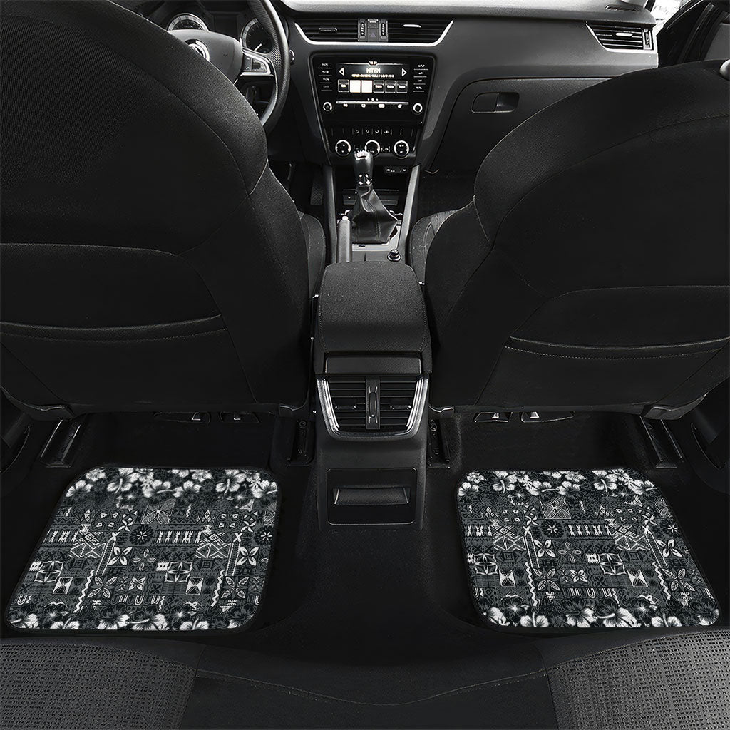 Black Hawaiian Tapa Tribal Hibiscus Car Mats