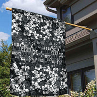 Black Hawaiian Tapa Tribal Hibiscus Garden Flag