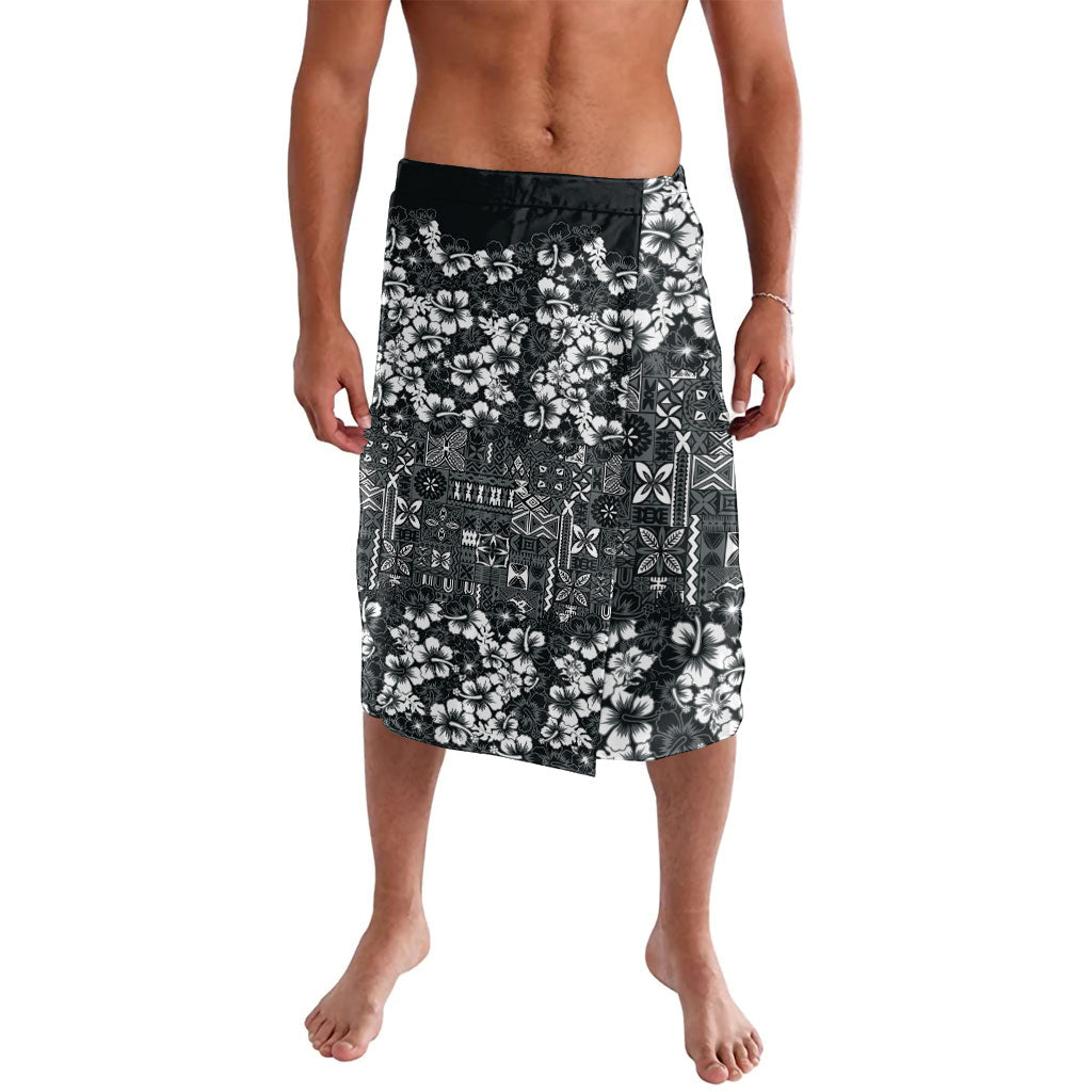 Black Hawaiian Tapa Tribal Hibiscus Lavalava LT9 Black - Polynesian Pride