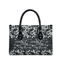 Black Hawaiian Tapa Tribal Hibiscus Leather Bag