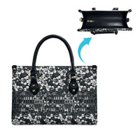 Black Hawaiian Tapa Tribal Hibiscus Leather Bag