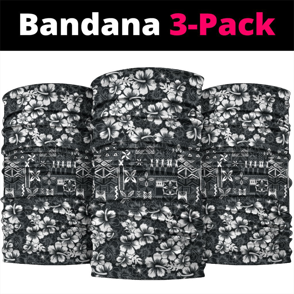 Black Hawaiian Tapa Tribal Hibiscus Neck Gaiter