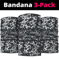 Black Hawaiian Tapa Tribal Hibiscus Neck Gaiter