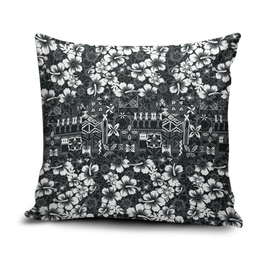 Black Hawaiian Tapa Tribal Hibiscus Pillow Cover LT9 Black - Polynesian Pride