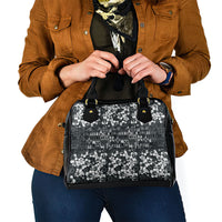 Black Hawaiian Tapa Tribal Hibiscus Shoulder Handbag
