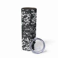 Black Hawaiian Tapa Tribal Hibiscus Skinny Tumbler