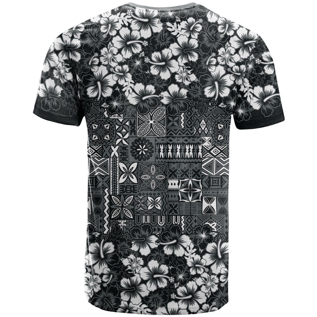 Black Hawaiian Tapa Tribal Hibiscus T Shirt