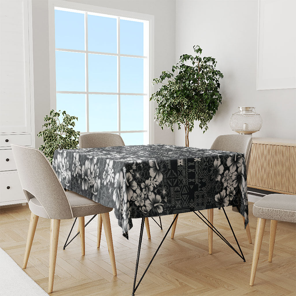 Black Hawaiian Tapa Tribal Hibiscus Tablecloth
