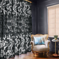 Black Hawaiian Tapa Tribal Hibiscus Window Curtain