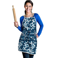 Blue Hawaiian Tapa Tribal Hibiscus Apron