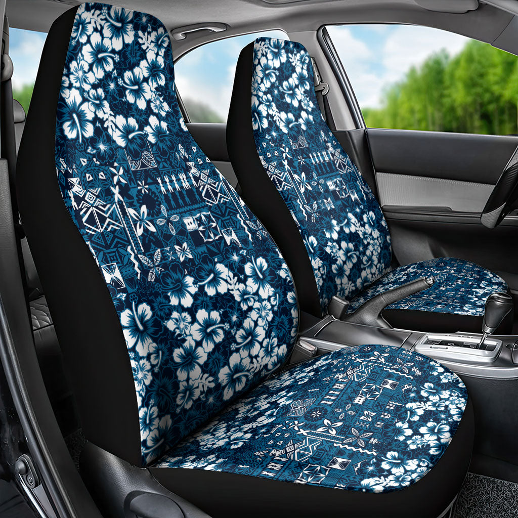 Blue Hawaiian Tapa Tribal Hibiscus Car Seat Cover