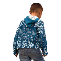 Blue Hawaiian Tapa Tribal Hibiscus Kid Hoodie