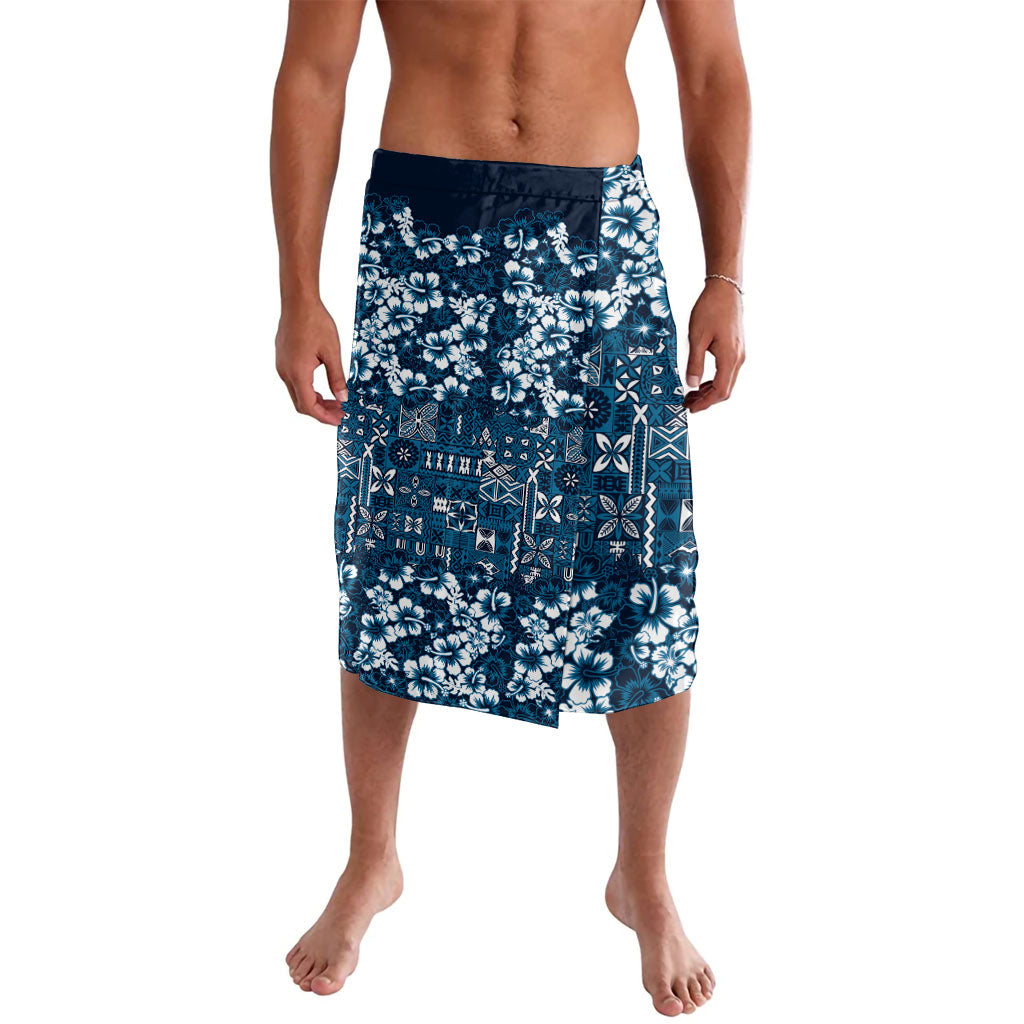 Blue Hawaiian Tapa Tribal Hibiscus Lavalava