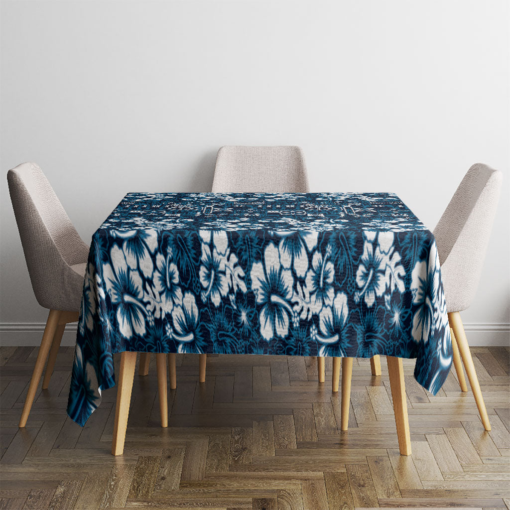 Blue Hawaiian Tapa Tribal Hibiscus Tablecloth