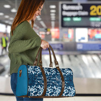 Blue Hawaiian Tapa Tribal Hibiscus Travel Bag