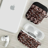 Burgundy Hawaiian Tapa Tribal Hibiscus AirPods Case