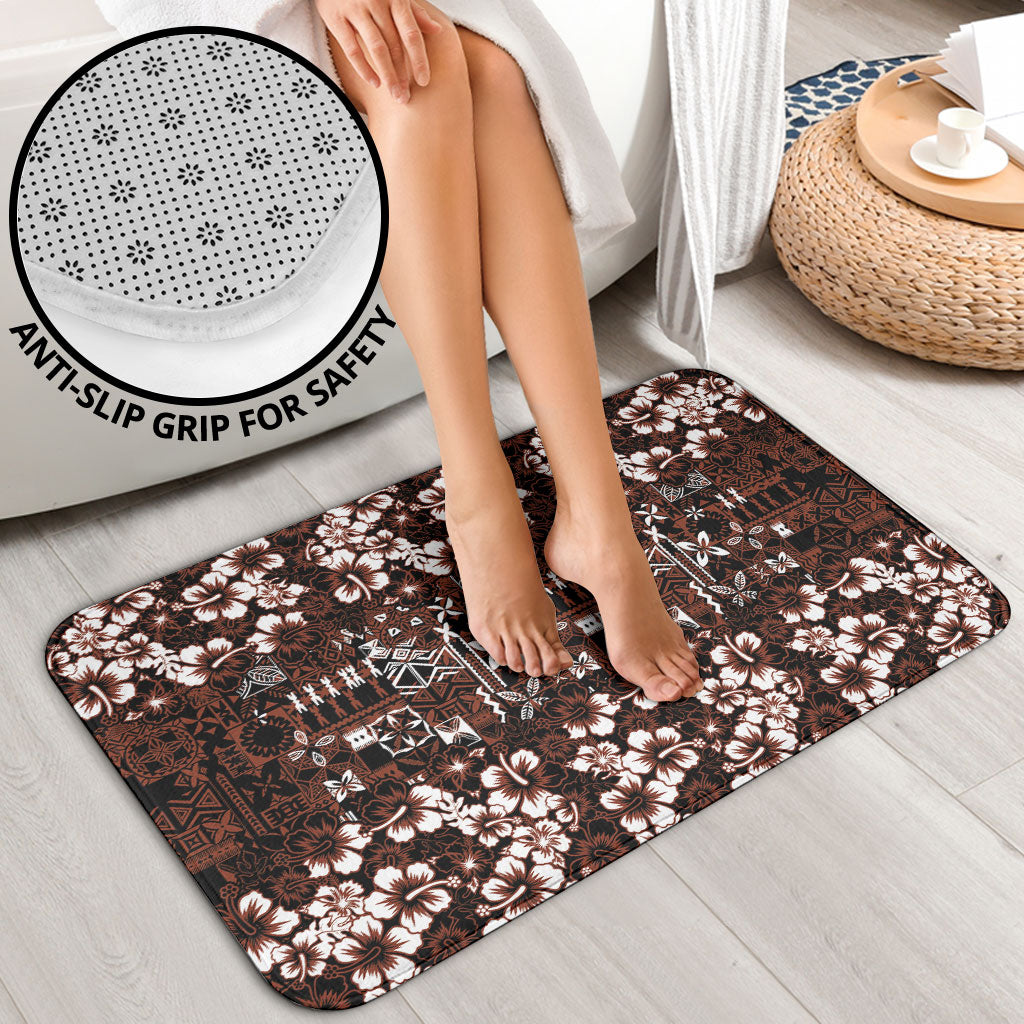 Burgundy Hawaiian Tapa Tribal Hibiscus Bathroom Set