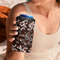 Burgundy Hawaiian Tapa Tribal Hibiscus 4 in 1 Can Cooler Tumbler