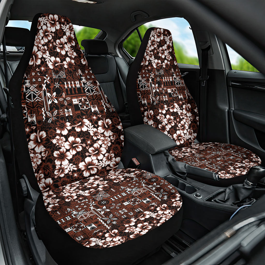 Burgundy Hawaiian Tapa Tribal Hibiscus Car Seat Cover