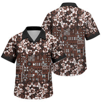 Burgundy Hawaiian Tapa Tribal Hibiscus Family Matching Mermaid Dress and Hawaiian Shirt