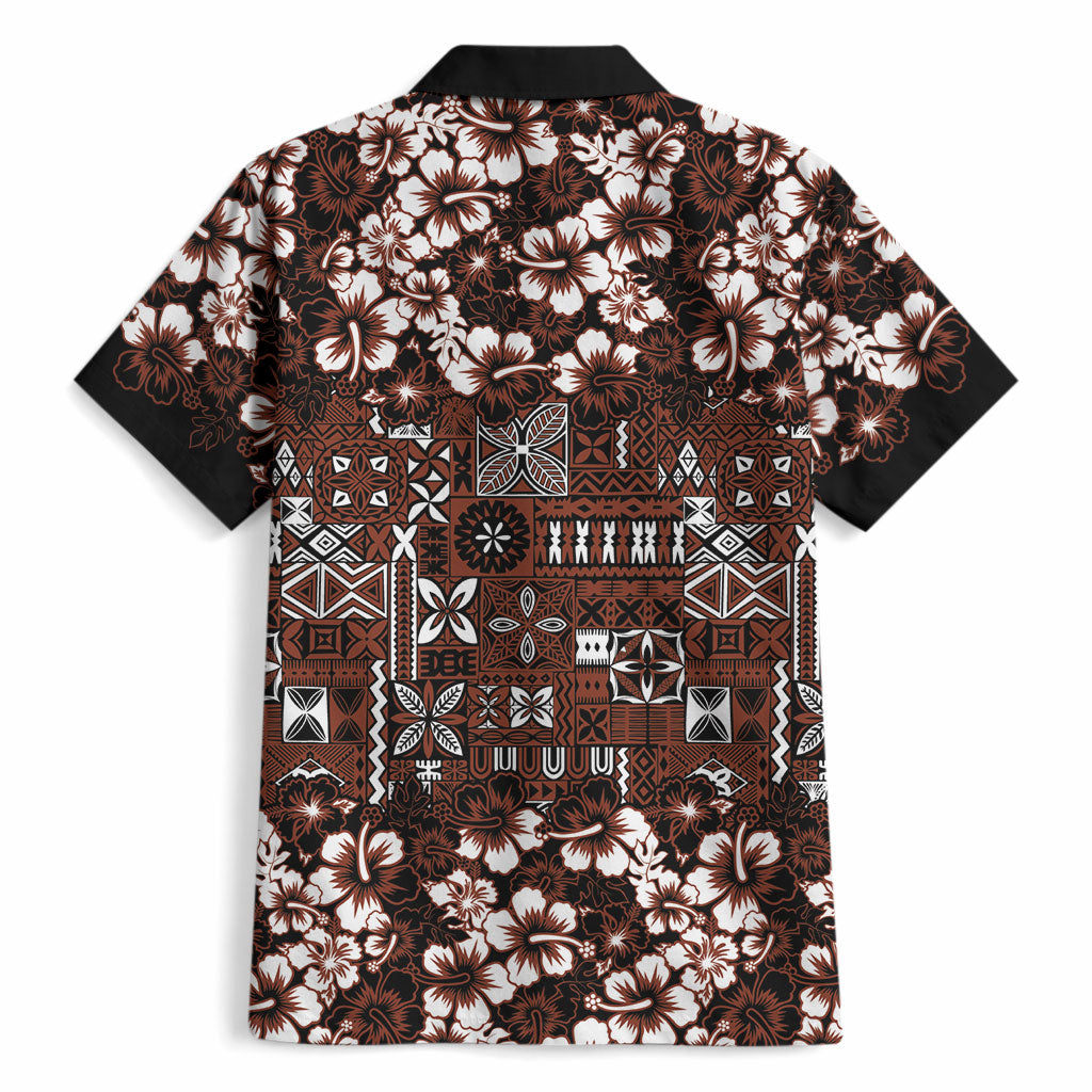 Burgundy Hawaiian Tapa Tribal Hibiscus Hawaiian Shirt
