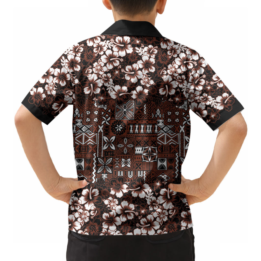 Burgundy Hawaiian Tapa Tribal Hibiscus Hawaiian Shirt