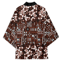 Burgundy Hawaiian Tapa Tribal Hibiscus Kimono
