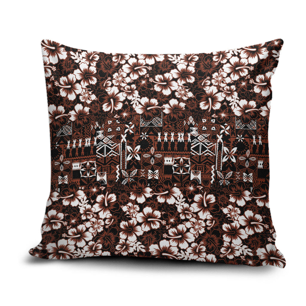 Burgundy Hawaiian Tapa Tribal Hibiscus Pillow Cover