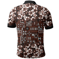 Burgundy Hawaiian Tapa Tribal Hibiscus Polo Shirt
