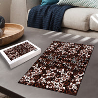 Burgundy Hawaiian Tapa Tribal Hibiscus Puzzle