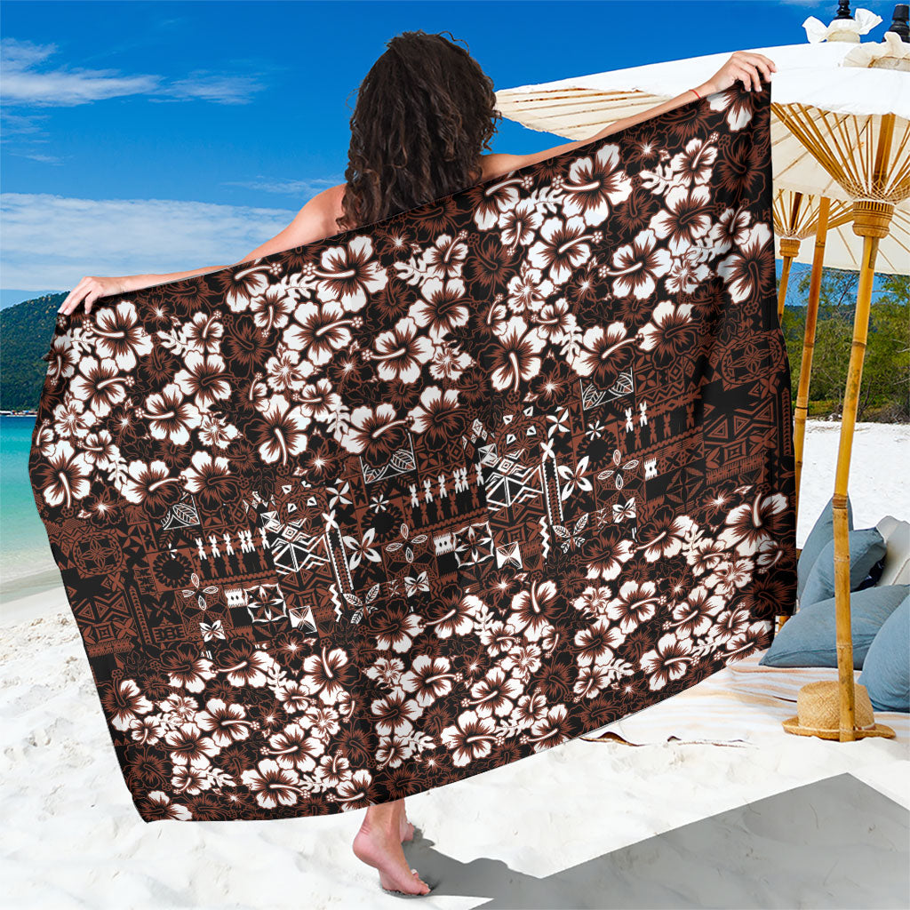 Burgundy Hawaiian Tapa Tribal Hibiscus Sarong