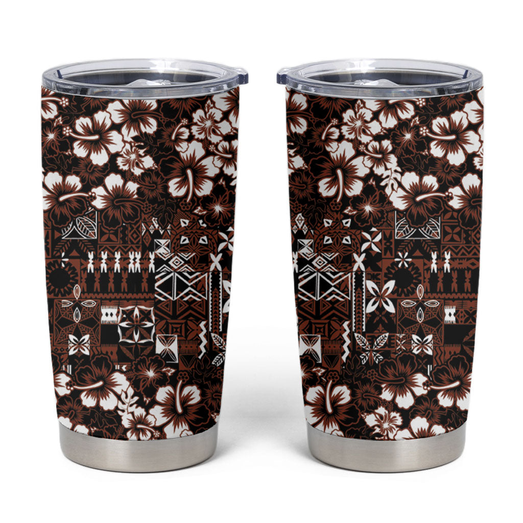 Burgundy Hawaiian Tapa Tribal Hibiscus Tumbler Cup