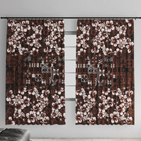 Burgundy Hawaiian Tapa Tribal Hibiscus Window Curtain
