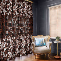 Burgundy Hawaiian Tapa Tribal Hibiscus Window Curtain