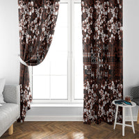 Burgundy Hawaiian Tapa Tribal Hibiscus Window Curtain