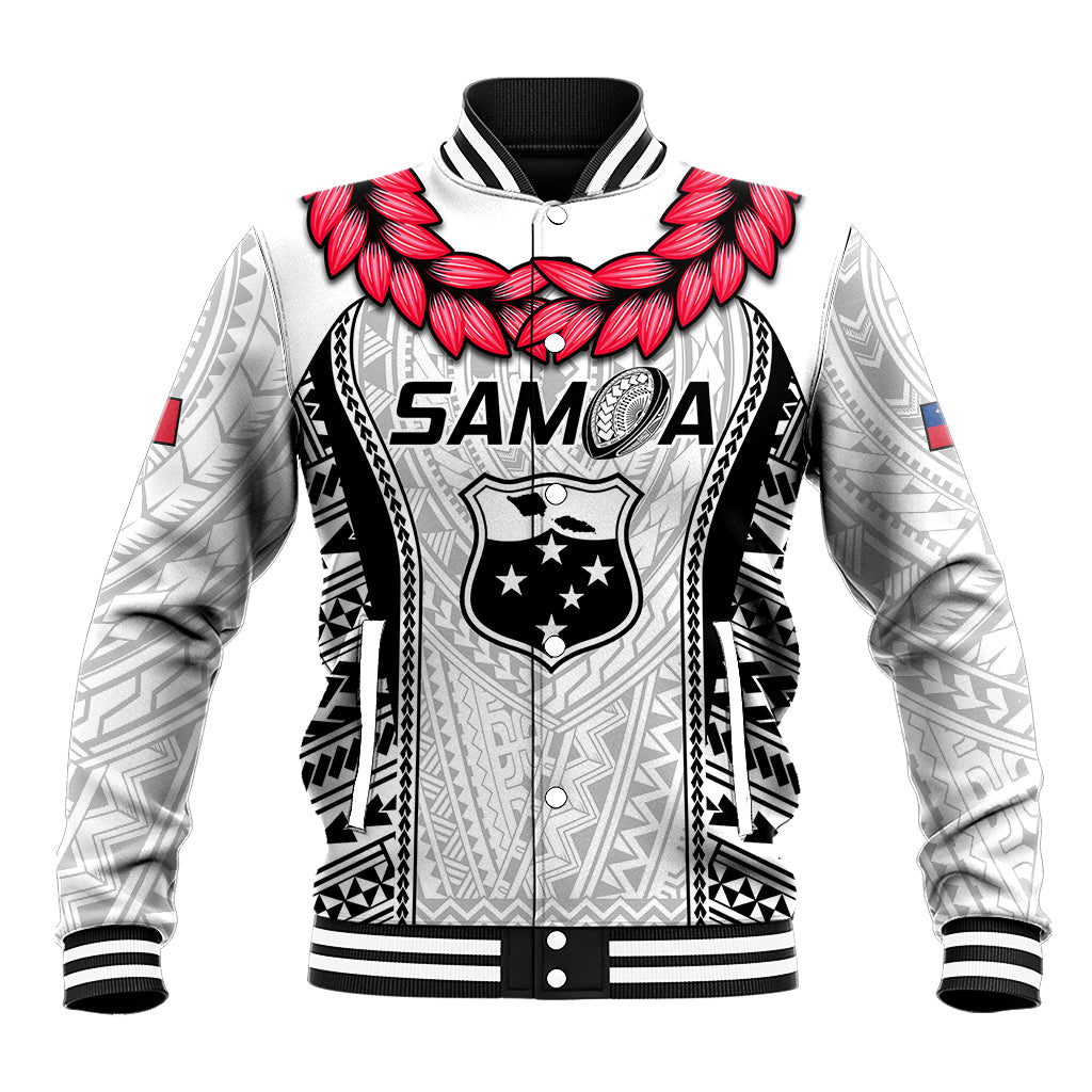 Samoa Rugby Baseball Jacket Go Champions World Cup 2023 Polynesian Unique LT9 Unisex White - Polynesian Pride