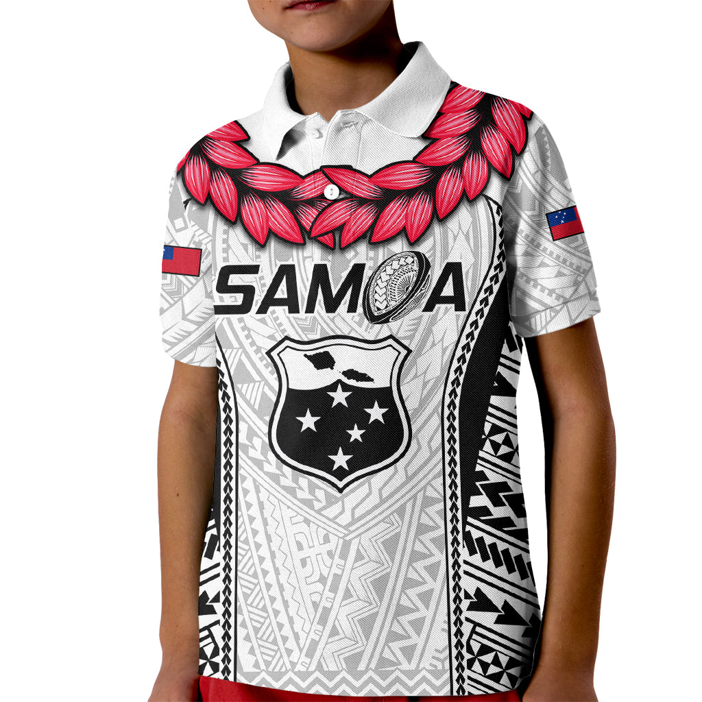 Samoa Rugby Kid Polo Shirt Go Champions World Cup 2023 Polynesian Unique LT9 Kid White - Polynesian Pride