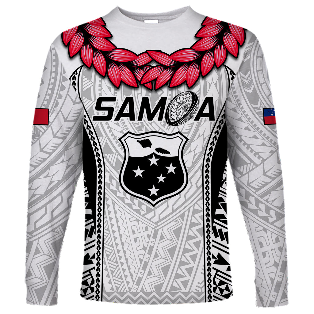 Samoa Rugby Long Sleeve Shirt Go Champions World Cup 2023 Polynesian Unique LT9 Unisex White - Polynesian Pride