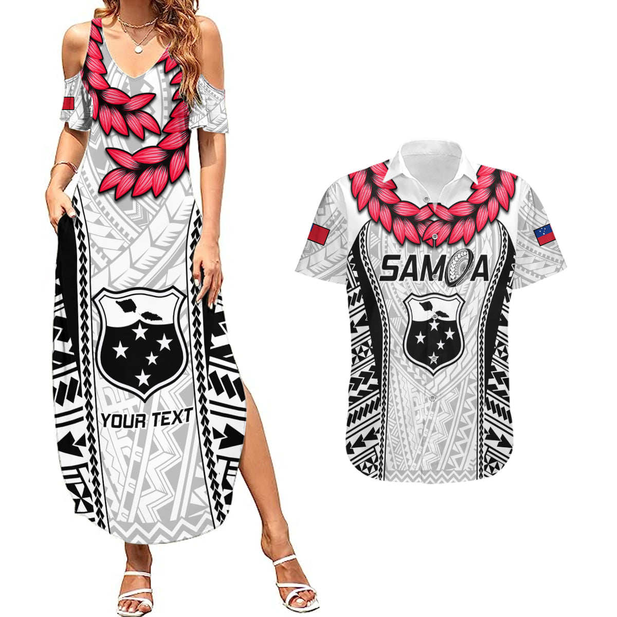 Custom Samoa Rugby Couples Matching Summer Maxi Dress and Hawaiian Shirt Go Champions World Cup 2023 Polynesian Unique LT9 White - Polynesian Pride