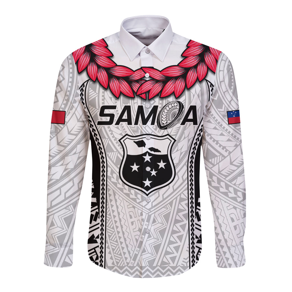 Custom Samoa Rugby Long Sleeve Button Shirt Go Champions World Cup 2023 Polynesian Unique LT9 Unisex White - Polynesian Pride