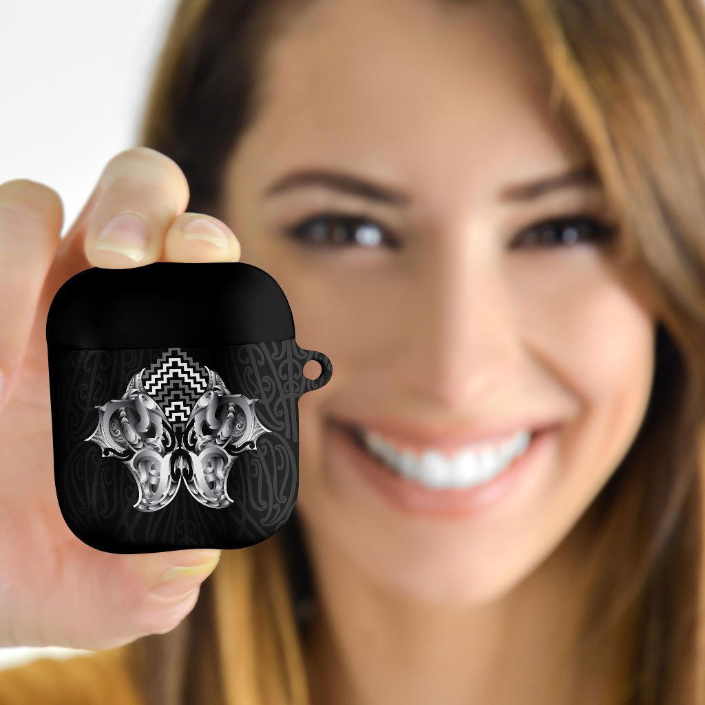 Aotearoa Kowhaiwhai Poutama Black Motif AirPods Case LT9 - Polynesian Pride