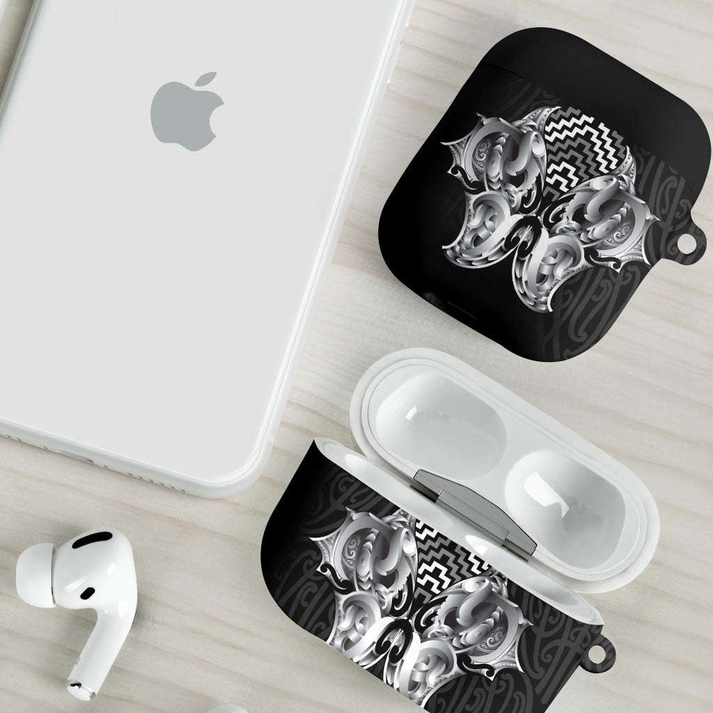 Aotearoa Kowhaiwhai Poutama Black Motif AirPods Case LT9 - Polynesian Pride