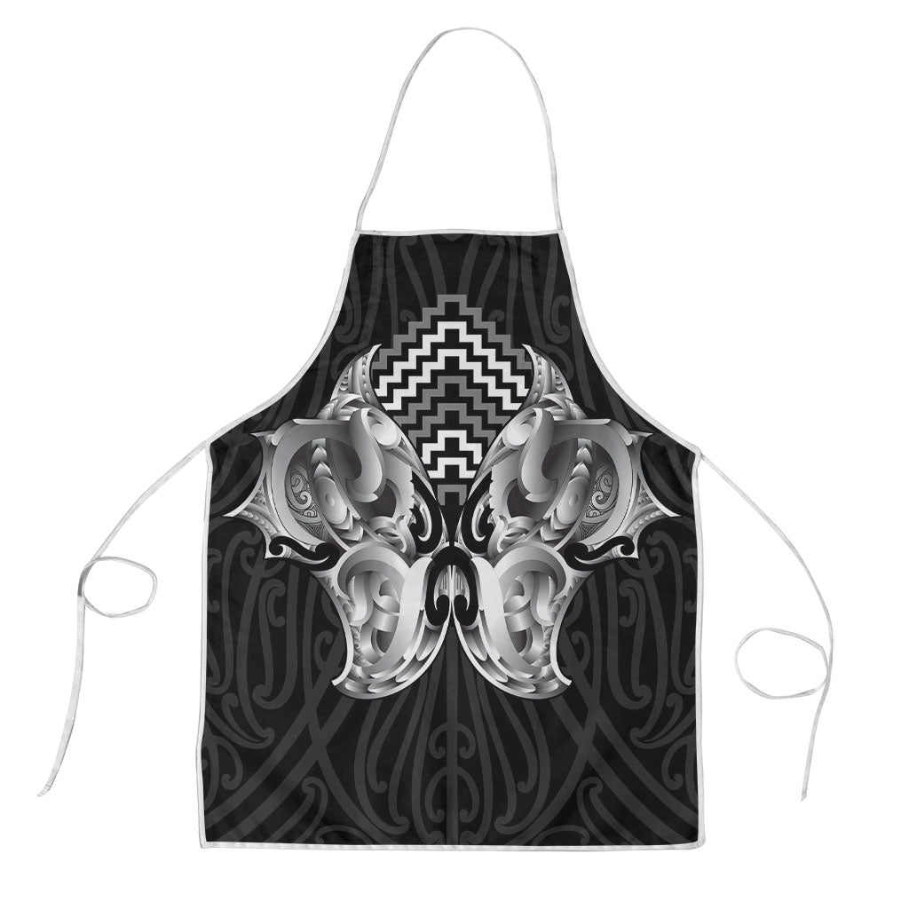 Aotearoa Kowhaiwhai Poutama Black Motif Apron LT9 Black - Polynesian Pride