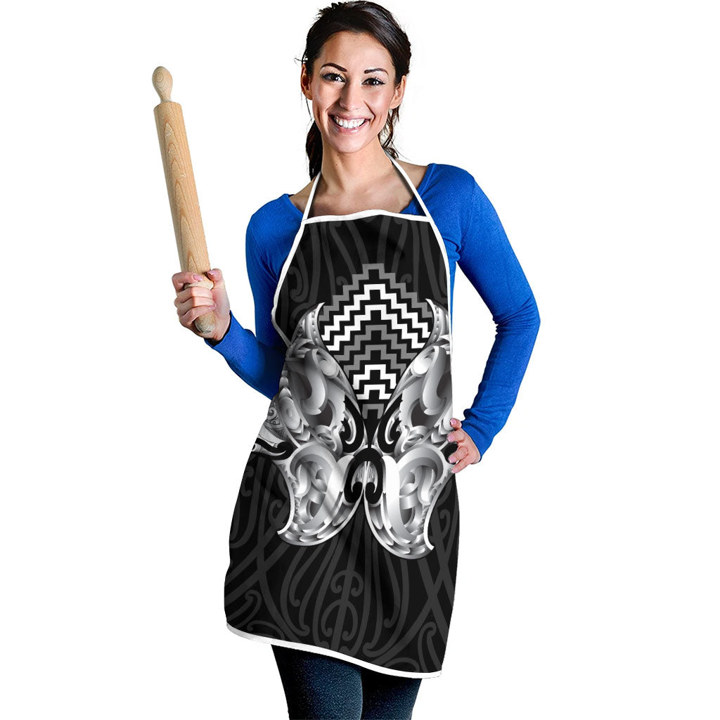 Aotearoa Kowhaiwhai Poutama Black Motif Apron LT9 - Polynesian Pride