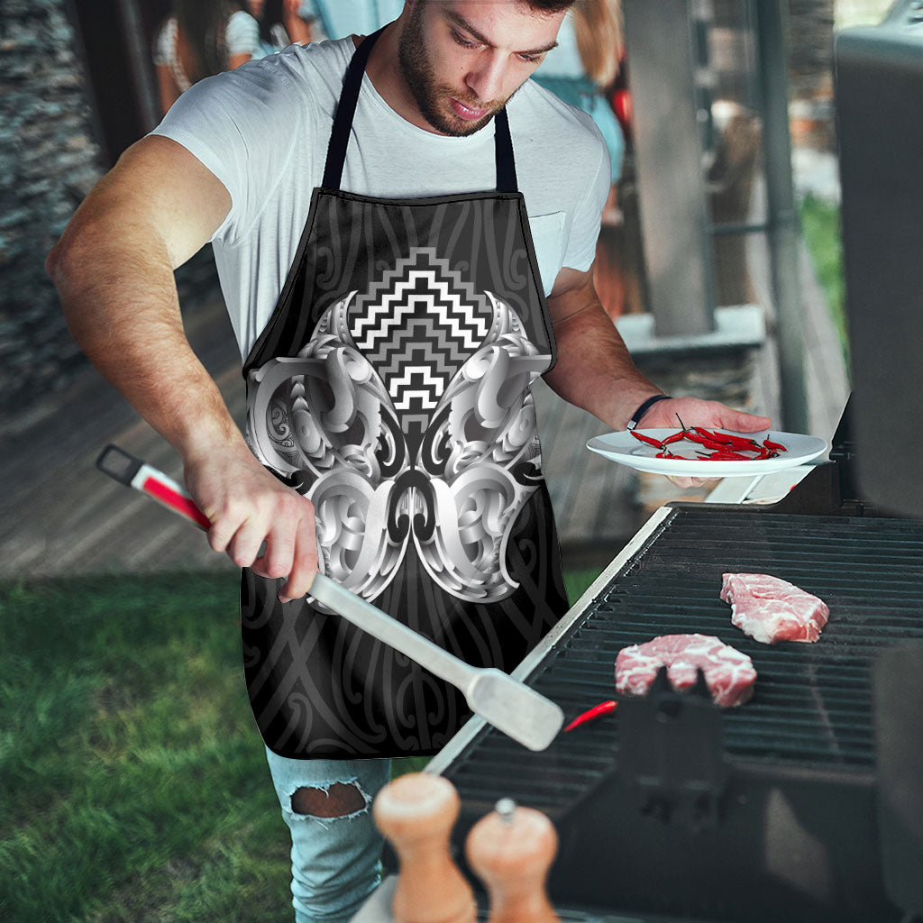 Aotearoa Kowhaiwhai Poutama Black Motif Apron LT9 - Polynesian Pride