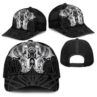 Aotearoa Kowhaiwhai Poutama Black Motif Baseball Net Cap LT9 - Polynesian Pride