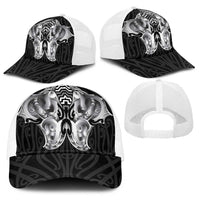 Aotearoa Kowhaiwhai Poutama Black Motif Baseball Net Cap LT9 - Polynesian Pride