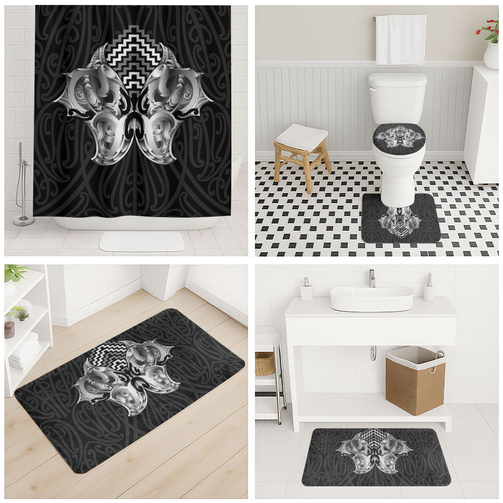 Aotearoa Kowhaiwhai Poutama Black Motif Bathroom Set LT9 - Polynesian Pride