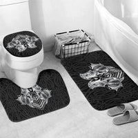 Aotearoa Kowhaiwhai Poutama Black Motif Bathroom Set LT9 Mat Set Only (3 pcs) One Size Black - Polynesian Pride