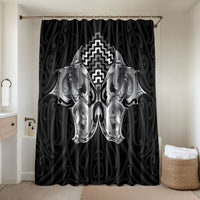 Aotearoa Kowhaiwhai Poutama Black Motif Bathroom Set LT9 Shower Curtain Only Black - Polynesian Pride